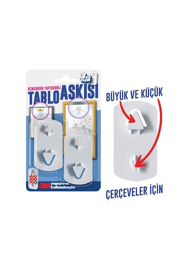 Kendinden Yapışkanlı Tablo Çerçeve Saat Askısı 2 Adet 3 Kg Taşır