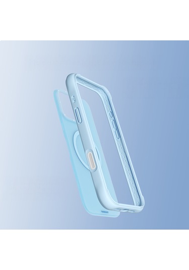 İphone 16 Pro Uyumlu Kılıf M-safe Şarj Özellikli Youngkit Macaroon Serisi Kapak Mavi
