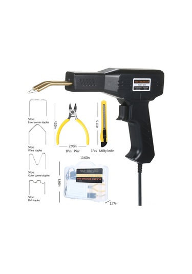 Teltree Araç Tampon Tamiri Plastik Kaynak Makinesi - 200 Çivi + Kesici + Pense İçeren Kutu Seti, 220v Avrupa Tipi, Kırmızı