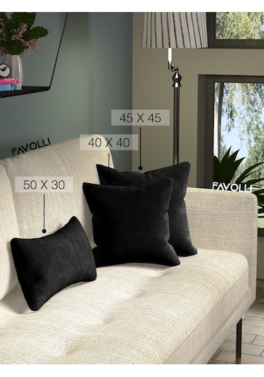 Kadife Dokulu Siyah Renk Kırlent Kılıfı Dream Serisi Punch Için Uygun Gizli Fermuar Siyah