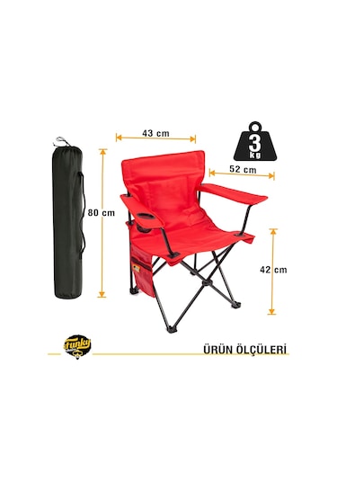 Funky Chairs V2 Kırmızı Kamp Sandalyesi XL Kırmızı