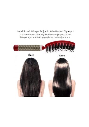 Land Of Myth LOM1076 Dolaşık Saç Açma Tarama Fırçası Antistatik İyonik Yetişkin & Çocuklar İçin Kırmızı