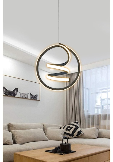 Modern Sarkıt Tekli Antre, Oda Helezon Ledli Avize - Kumandasız / Gold Gold