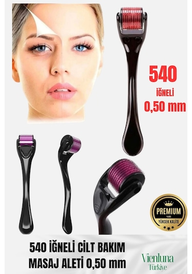 Vienluna Titanyum Uçlu 540 İğneli 0.50 MM Cilt Bakım Vücut Yenileme Masaj Aleti Derma Roller