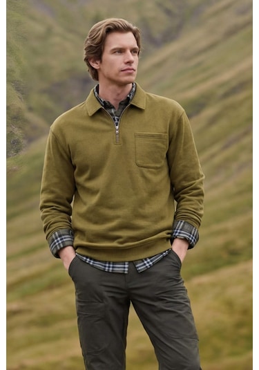 Defacto Yarım Fermuarlı Sweatshirt F8215ax26spkh256 Haki-kh256 Defacto Yarım Fermuarlı Sweatshirt F8215ax26spkh256 Haki-kh256