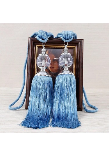 Geeroyoo "2'li Perde Bağlama Püsküllü Set - 66 Cm Plastik Ve Polyester"