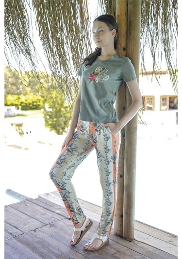 Kadın Yeşil Pijama Takımı 10013 - L Yeşil