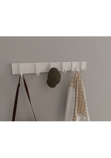 Hepsi3boyutlu Modern Duvar & Kapı Baston Askılık - 6 Adet Beyaz J Askılık - Model No : 6 Beyaz