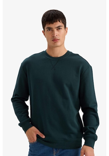 Defacto %100 Pamuk Basic Sweatshirt E8339AX26SP Yeşil
