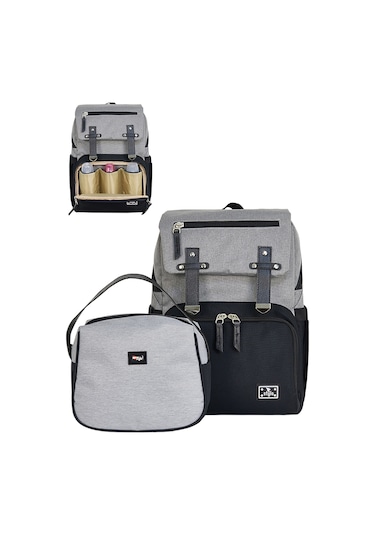 Stylo Working Mothers Bag Bebek Bakım Sırt Çantası Siyah Gri - Siyah