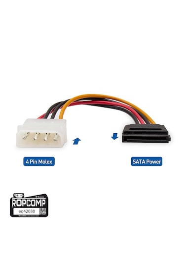 Ropcomp 4-pin Molex Erkek - 15-pin Sata Güç Dönüştürücü Kablo 20 Cm