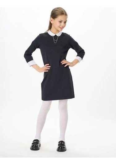 Daniele Patrici Kız Çocuklar İçin Mavi Okul Elbisesi Yakalı 169572869 Mavi