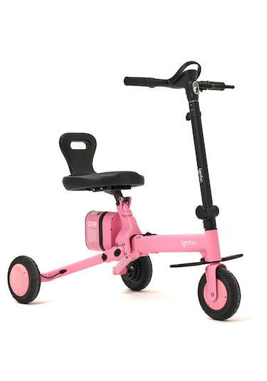 İgofor 3 Tekerlekli Katlanabilir Elektrikli Oturulabilir Scooter Pembe