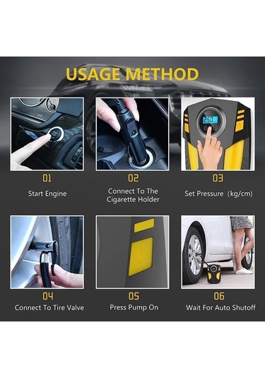 Challenger Zihinsel Dijital Ekranlı Siyah Dc12v Hava Pompası Otomatik Kapanış Aşırı Isınma Koruma