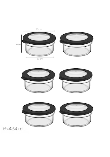Porsima 4381 Flat 6 Lı Cam Çok Amaçlı Saklama Kabı