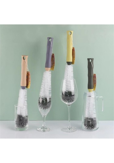 Ekstra Uzun Saplı Bardak Fırçası Biberon Fırça Seti Naylon Mutfak Cam Termos Temizleme Fincan Fırçası
