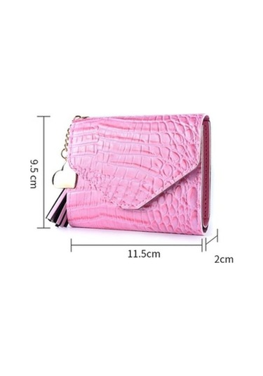 Trendooze Linjinxu Kadın Cüzdanı Püsküllü Üçlü Timsah Desenli Kartlık Yılanlı Siyah Para Kesesi Diğer