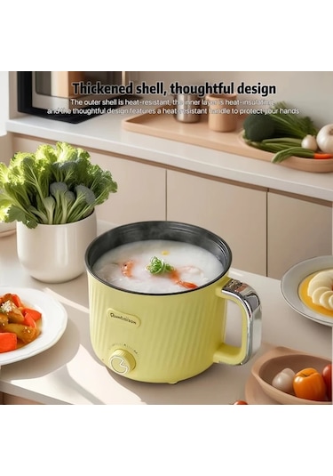 Honeybeeshop Beyaz 1 8l Tek Katmanli Elektrikli Pisirme Makinesi Zarif Gorus Kompakt Kapasite Uc Yemek Icin Bir Tencere Iki Kisi