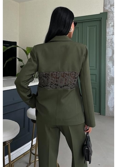 Sırt Dantel Detay Premium Takım Elbise 10031 Haki
