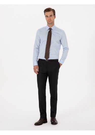 Cacharel Açık Mavi Slim Fit %100 Pamuk Klasik Gömlek Denım