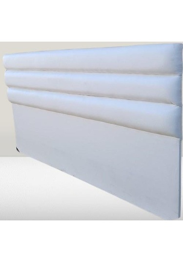 Başlık Dk Çift Kişilik 150'lık Model Suni Deri Beyaz Kumaş Dolgun Dilimli El Yapım