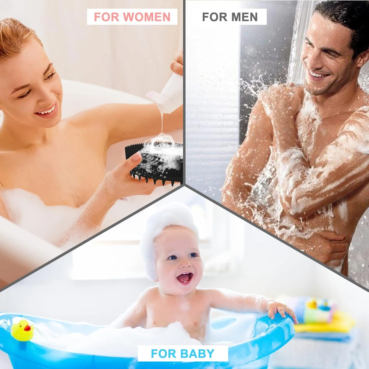 Yuntech01 Silikon Vücut Ölü Deri Ve Saç Bakımı Fırçası - İki Yönlü Tasarım, Saç Yıkama Fonksiyonu, Erkek-kadın Ve Evcil Hayvanlar İçin Siyah