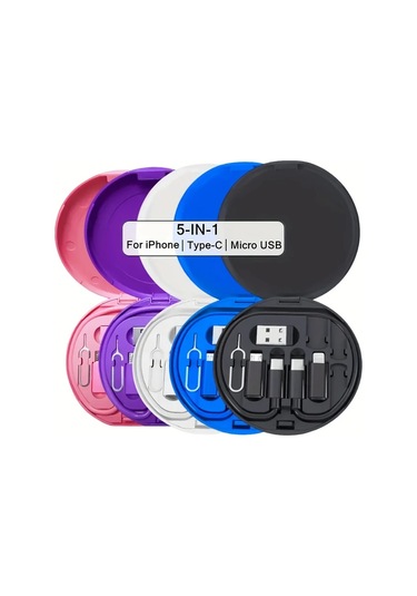 Elmpaly Beyaz 5'li Hızlı Şarj Seti: Mfi Onaylı, İphone/type-c/micro Usb Uyumlu, 60w Çıkış