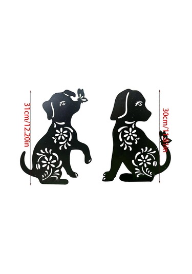 1/2 Adet Köpek Kazıkları Metal Kazıklar Bahçe Eklentisi Köpek Heykeli Süslemeleri Metal Köpek Şekli Heykeli Siluetleri Köpek Bahçesi Baş Yukarı Köpek