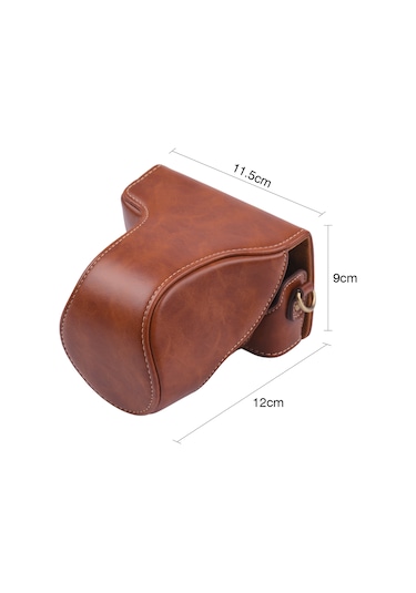 Gajeena Kahverengi Klasik Pu Deri Kamera Çantası, Canon Eos M100 İçin Omuz Kayışıyla