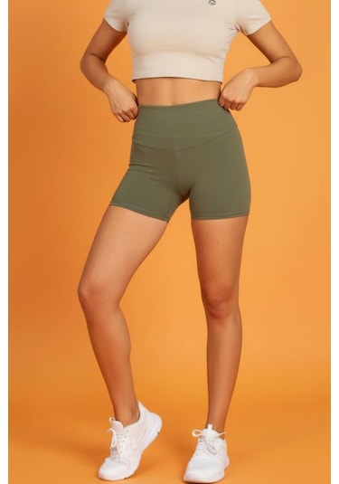Soft&Basic Bıker Haki Kısa Spor Tayt Haki