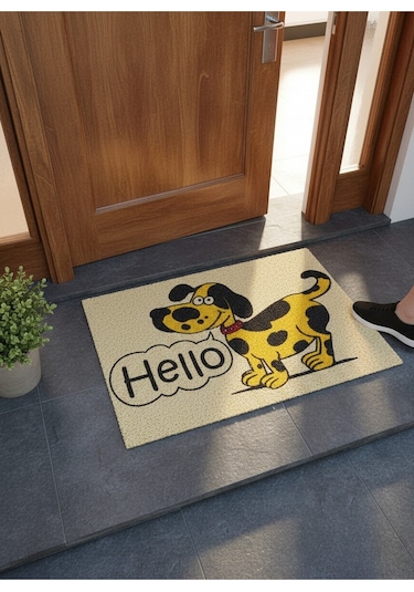 Hijyenik Kıvırcık Paspas 40x60 Cm - Islaklık Emici Kapı Önü Paspası Açık Sarı