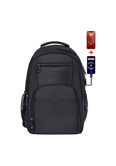 Dada 06 Apple Mocbook Uyumlu Usb Aparatlı Siyah Laptop Sırt Çantası 14 İnç Darbe Emici Koruma