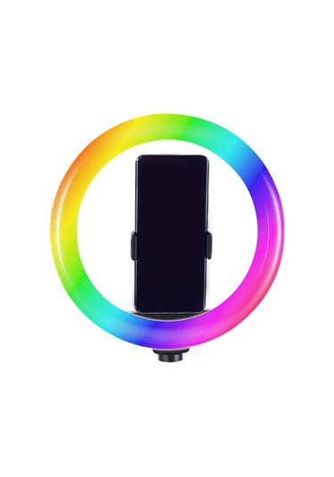 Ekılıf - Işıklı Telefon Tutucu Ring Light Mj20 Rgb Light 8 İnç - Siyah - T37816