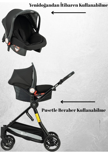 Quard Promax Travel Sistem Bebek Arabası Siyah