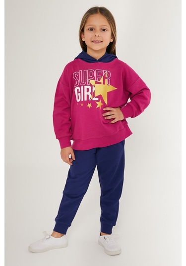 Rolypoly Super Girl Koyu Pembe Kız Çocuk Eşofman Takımı Mint