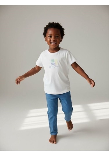 Zekids Kız Çocuk Tasarım T-shirt-17202 Ekru