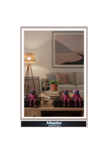 Monbc Squid Game 3 Lü Koruma Figür Seti 3d Tasarım Dekoratif Biblo, Hediyelik Ve Ev Ofis İçin Şık Aksesuar