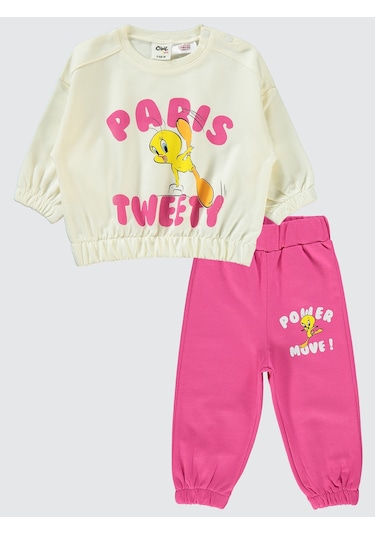 Tweety Kız Bebek Takım 6-18 Ay Ekru-koyu Pembe Ekru-koyu Pembe Ekru - Koyu Pembe