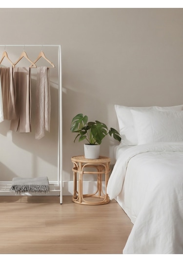 Telli Siyah Butik Elbise Askısı Ayaklı Askılık Konfeksiyon Askılık Beyaz