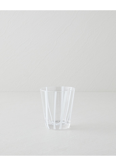 English Home Stripe Cam El Yapımı Bardak 240 Ml Beyaz