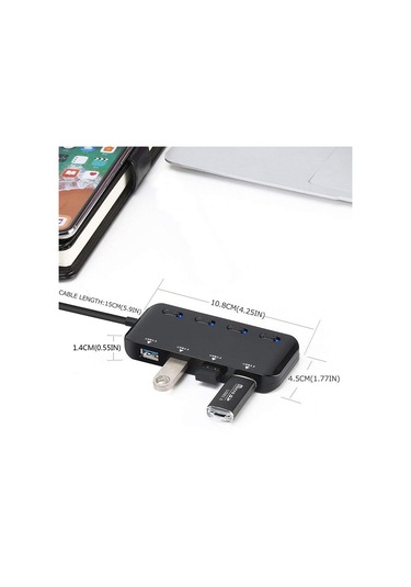 Switch İle Ultra Hızlı Usb3.0 4 Port Hub, Boyut:usb 3.0