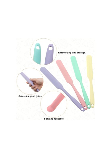 Dofolink 4 Renkli Isıya Dayanıklı Silikon Spatula Seti - 25 Cm Kek Krema Sürme, Karıştırma Ve Kazıma Araçları Çok Renkli