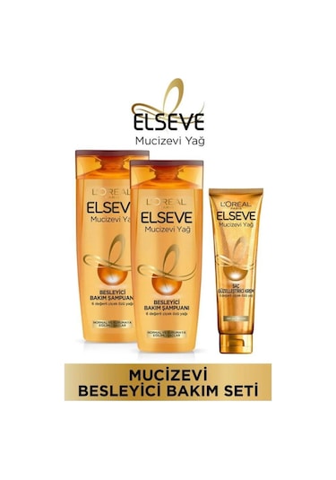 Elseve Mucizevi Yağ Besleyici Bakım Şampuanı 2 x 390 ML + Güzelleştirici Saç Kremi 150 ML