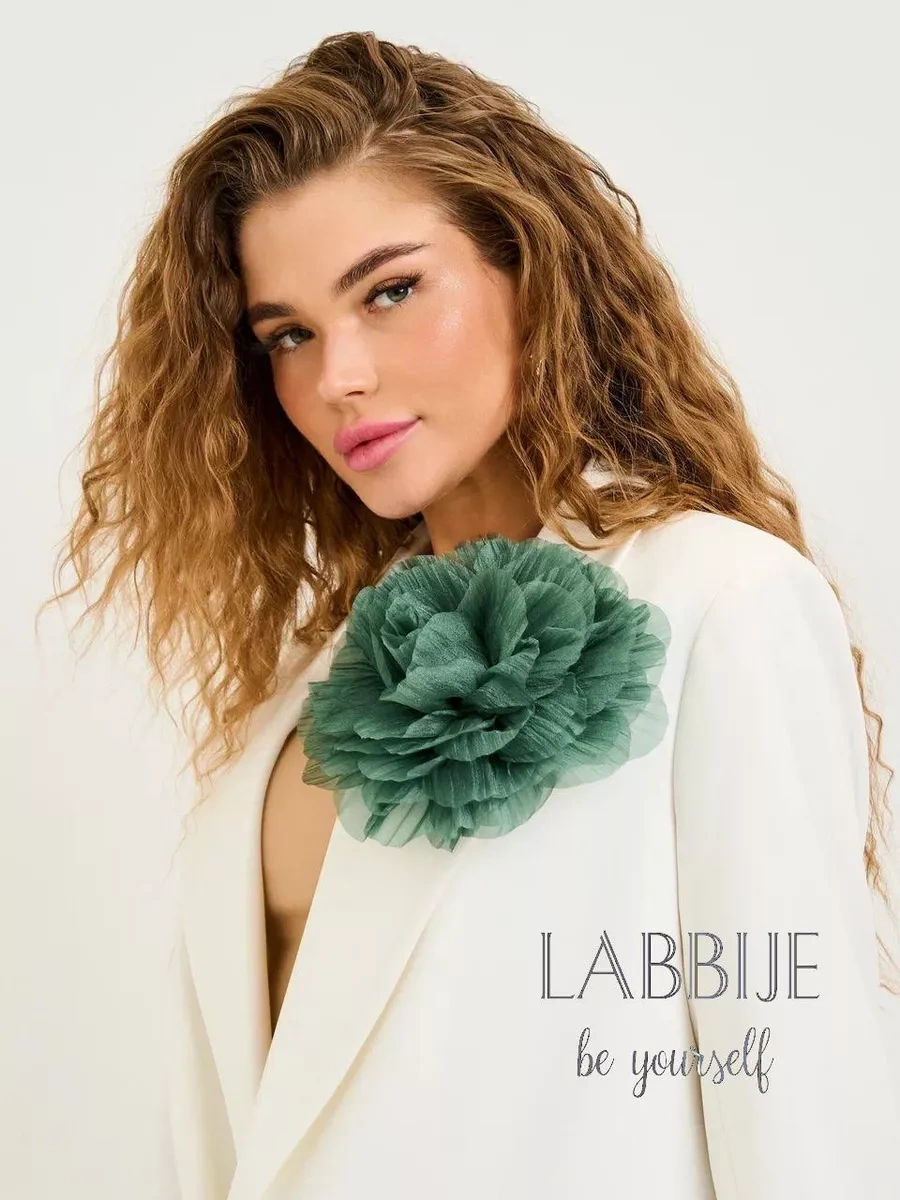Labbıje Büyük Broş Kumaş Çiçek Fiyonk 216118727 Yeşil