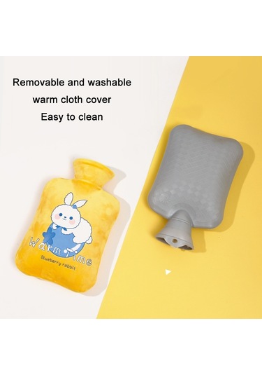 Karikatür Kadife Kapak Kalınlaşmış Patlamaya Dayanıklı Pvc Su Dolu Sıcak Su Torbası, Renk: 500ml Açık Yeşil