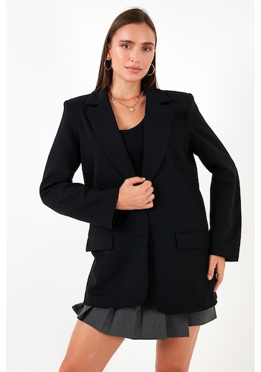 Lela Relaxed Fit Mono Yaka Cepli Blazer Bayan Ceket 611Bc00132 Siyah