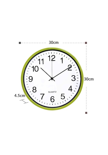 Geeroyoo Koyu Siyah 30 Cm Dairesel Duvar Saati - Sessiz Motor, Özel Logo İmalatı, Ev Ve Ofis Kullanımı Açık Mavi