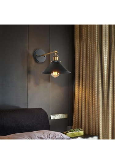 Suntek Magideal Kapalı Demir Duvar Lambası Armatür Aplik Mutfak 220mm-siyah-altın Siyah