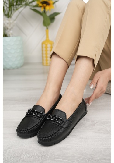 Khayt Fancy Casual Günlük Kadın Babet Ayakkabı Siyah