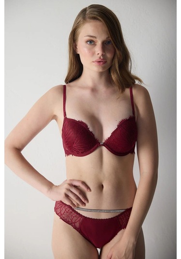 Magic Form 3769 Kadın Dantelli Destekli Sütyen-bordo Bordo